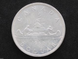 1962 Bu Canada Silver Dollar Elizabeth Ii Canadian Coin D7133 photo