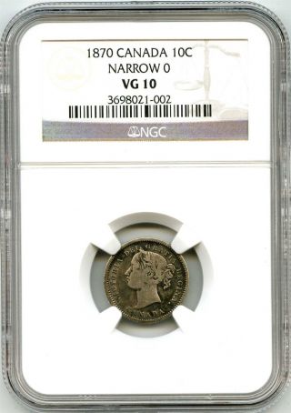 1870 Ngc Vg10 Canada 10c Ten Cent Narrow 0 photo