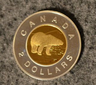 1999 Silver Proof Gold Pl - Canada Toonie $2 Two Dollar Coin - Elizabeth Ii (unc) photo