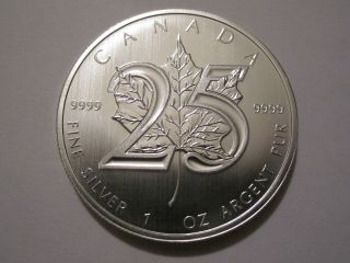 2013 Canadian Silver Maple Leaf 25th Anniversary 1oz photo