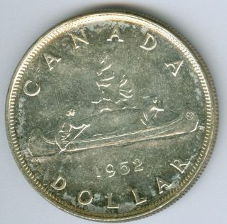 1952 Wl Canada Silver Dollar Mid Gem Bu State Grade. photo