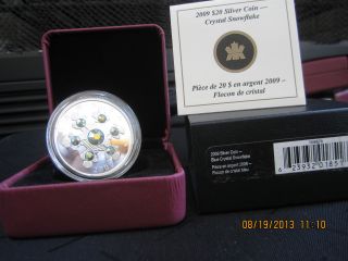 $20 Fine Silver Coin - Blue Crytal Snowflake 2009 Canada Proof Mintage 15000 photo
