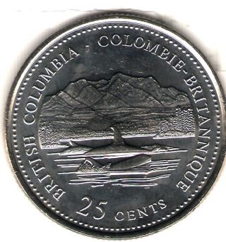 1992 Canada Uncirculated 25 Cent Commemorative British Columbia Quarer photo