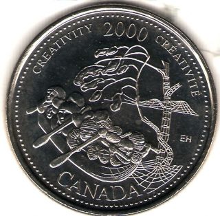 2000 Canada Uncirculated 25 Cent Commemorative Millennium Creativity Quarer photo