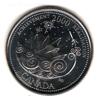 2000 Canada Uncirculated 25 Cent Commemorative Millennium Achievment Quarter photo