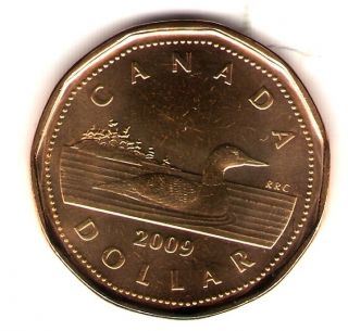2009 Logo Canada Brilliant Uncirculated Elizabeth Ii One Dollar Loonie Coin photo