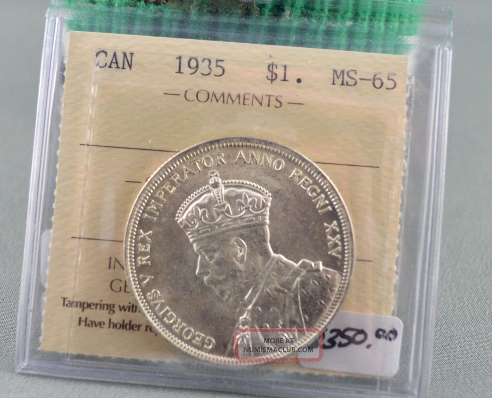 1935 Canadian State 65 Silver Dollar