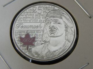 2012 Ms Unc Canadian Canada 1812 Tecumseh Colored Quarter Twenty Five 25 Cent photo