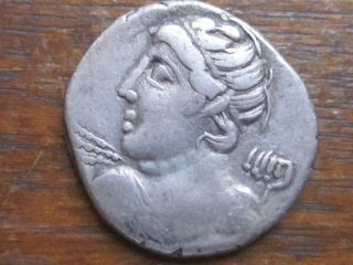 84bc C.  Licinius Macer Denarius - Head Of Apollo - Thunderbolt - Minerva - Silver photo