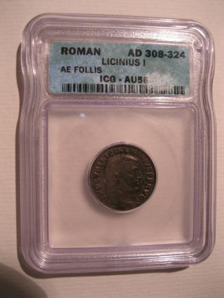 Roman Licinus I 308 - 324ad Ae Follis Icg Au58 Great Example And Price photo