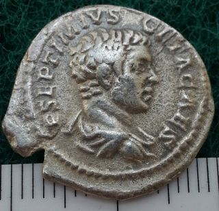 Emperor Geta,  203 - 208 Ad.  Laodicea Ancient Roman Silver Denarius photo