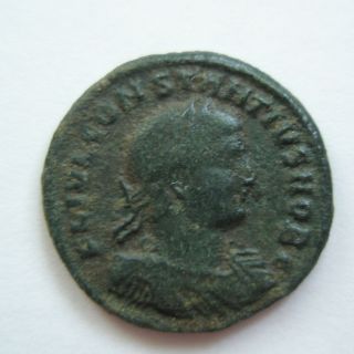 Ancient Rome Ae3 Constantius Ii.  Campgate Thessalonica Patina S31 photo