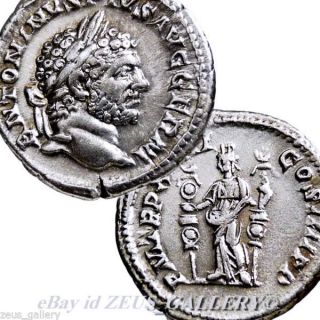 Caracalla Fides Military Standards Ancient Roman Silver Coin Denarius Rome photo