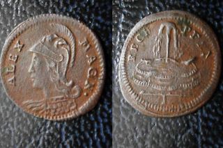 Alte Münze Bodenfund Alex Magn Rech Pfin.  Historischer Stahlhelm Portrait Coin photo