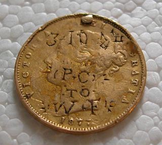 Great Britain - Half Sovereign 1877 Km 735.  2 Interesting Old Engraving photo