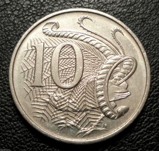 Australia 1993 10 Cents,  Crowned Elizabeth Ii Lyrebird Coin photo