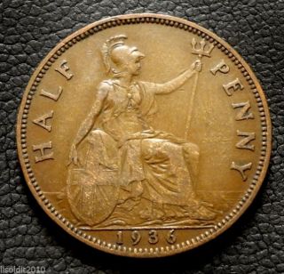 United Kingdom,  Gb.  1936 ½ Penny George V Small Head Coin photo