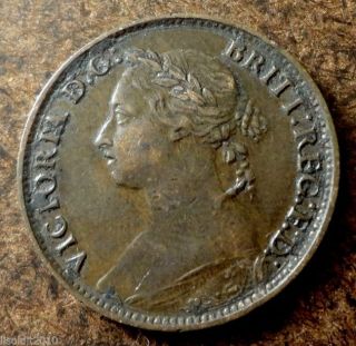 United Kingdom Gb 1884 1 Farthing Queen Victoria Bronze Coin photo