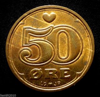 Denmark 1994 50 Ore Margrethe Ii Heart Of The Royal Coin photo