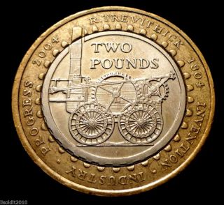 United Kingdom 2004 2 Pounds Elizabeth Ii 200th Anniversary,  Steam Locomotive photo