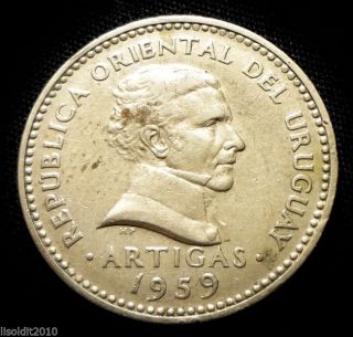 Uruguay 1959 10 Centesimos José Artigas Coin photo