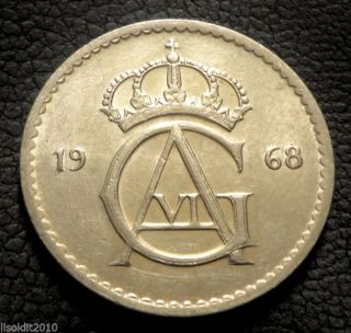 Sweden,  1968 50 Ore Gustaf Vi Adolf Monogram Coin photo