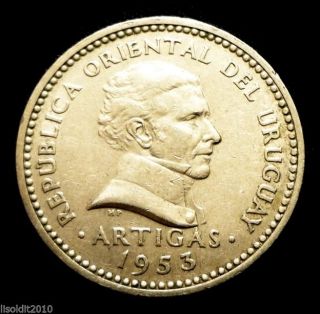 Uruguay 1953 10 Centesimos José Artigas Coin photo
