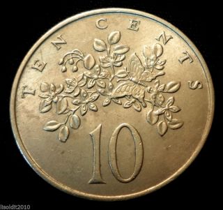 Jamaica 1969 10 Cents Elizabeth Ii Butterfly On Flowers Coin photo