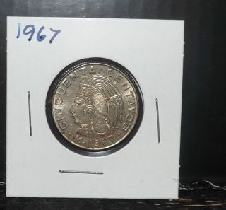 1967 Cincuenta Centavos (50 Cent) Mexican Coin photo