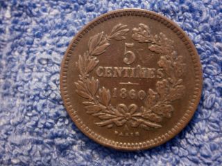 Luxembourg: Scarce 5 Centimes 1860 - A Very Fine++++/extremely Fine photo