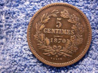 Luxembourg: Scarce 5 Centimes 1870 - U Very Fine++++/extremely Fine photo