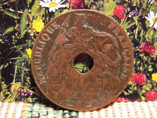 Indo China France 1938 - 1 Cent Bronze Coin Vf Circulated 01 - 1+ photo