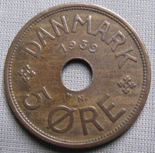 Denmark 1939n - 5 Ore - Christian X photo