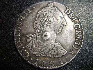 1781 Carolus ΙΙΙ Bolivia Potosi 8 Reales Pr Silver Coin With Countermark Effort photo