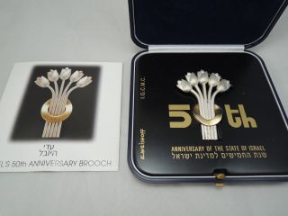 1998 Israel ' S 50th Anniversary Brooch By Eliezer Weishoff 17g Silver +box +coa photo