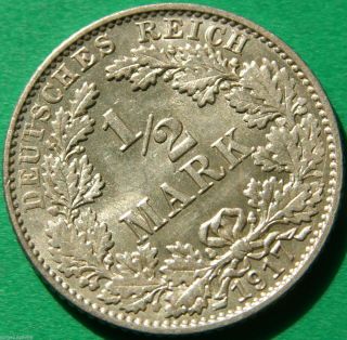 German Empire Silver Coin 1917 E 1/2 Mark photo