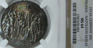 Germany Color 1913 A Ngc Ms 64 3 Mark Napoleon Prussia Color photo