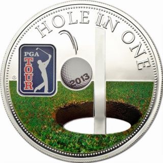 Cook 2013 Hole In One 5 Dollars Large Size 1oz Silver Coin,  Prooflike photo