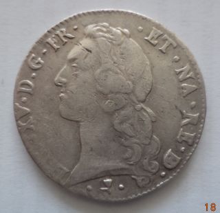 Large Silver Colonial Coin France Ecu Louis Xv 1764 - Pau.  Rare photo