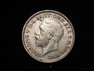 1934 Great Britian Silver 6 Pence Coin Xf+ photo