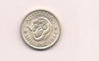 Australia 1944 One Shilling Silver Unc Coin photo