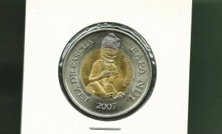 Isle De Pascua Easter Isle 2007 500 Pesos Bi - Metallic Unc Coin photo