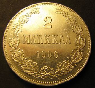 Finland / Russia 2 Markkaa 1906 (aunc) Rare This photo