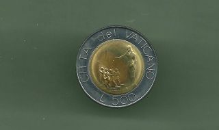 Vatican 1991 500 Lire Bi - Metallic Unc Coin photo