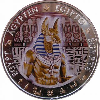 Anubis Gilded Ancient Egypt $1 Silver Proof Coin 2012 Fiji photo