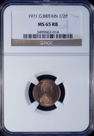 1971 Great Britain 1/2 Penny Ngc Ms 65 Rd Bronze photo