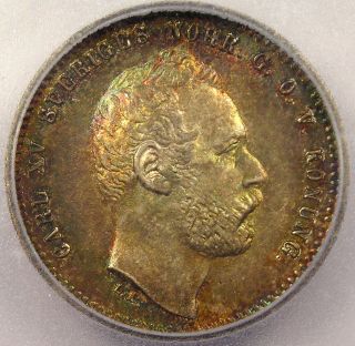 1871 Sweden 25 Ore - Icg Ms65 - Rare Bu Uncirculated Coin photo