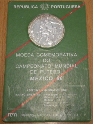 Portugal 100 Escudos 1986 Silver 925 World Cup Soccer Km 637a photo