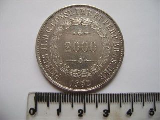Ebr59 - Brasil Brazil Brasilien 2000 Reis 1852 Silver Silber Plata photo