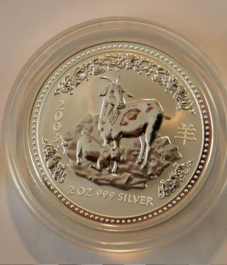Australia 2 Oz.  999 Silver Lunar Coin Goat 2003 1st Series Low Mintage photo